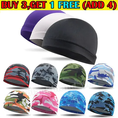 Cooling Skull Cap Helmet Liner Men Wicking Beanie Head Wrap Cycling Running Hat • £3.99