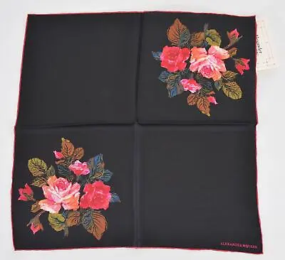 $153.51 • Buy New Alexander McQueen 522976 PAINTED ROSES Silk Handkerchief Scarf