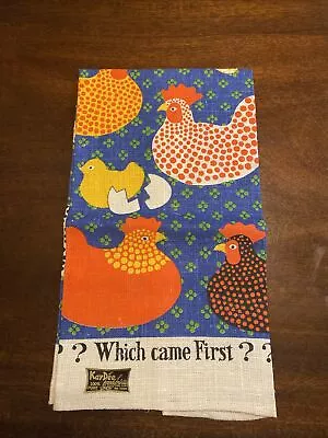 Vintage Kay Dee Handprints Linen Tea Towel Chicken “Which Came First?” -A10 • $9.99