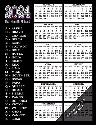 2024 - 12 Month MiHeart Magnetic Refrigerator Calendar 8.5 X11  (Nato Phonetic) • $11