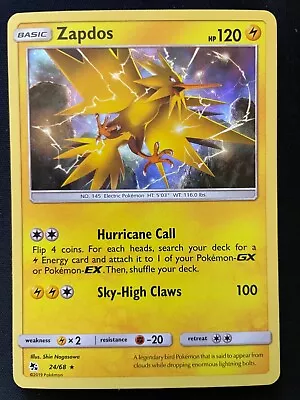 Zapdos - 24/68 Holo Rare Hidden Fates Pokemon TCG NM • $1.75