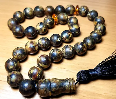 Baltic Amber 33 Islam Prayer Rosary Beads Misbaha Tasbih Pressed • $69.98