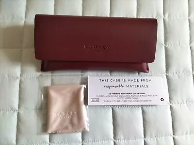 Radley Burgundy Glasses/Sunglasses Case Faux Leather Incl. Cleaning Cloth • £16