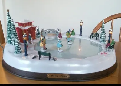 Vtg Mr Christmas Winter Wonderland Skating Pond 5 Skaters 25 Christmas Carols • $29