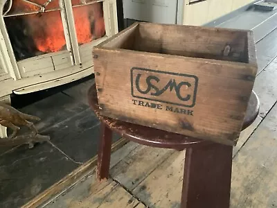 Vintage Wood Box Stamped USMC Military Shoe Advertising Crate Country Store • $35