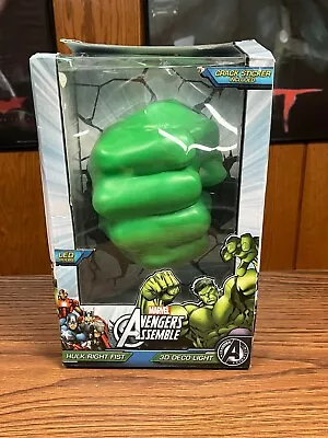 New Marvel Avengers Hulk Fist 3D Deco Light W Crack Wall Sticker Night Light • $34