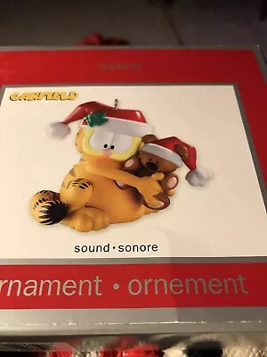 CHRISTMAS ORNAMENT Carlton Cards  Garfield Pooky Talks Says Phrase Sound New Box • $59.99