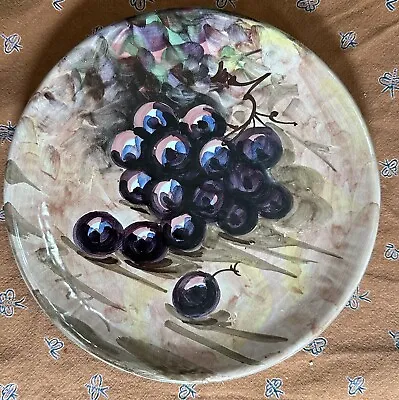 8.25” Peasant Village Pottery Plate Hand Painted Italy PV 09503 Plate Grapes VGC • $14.95