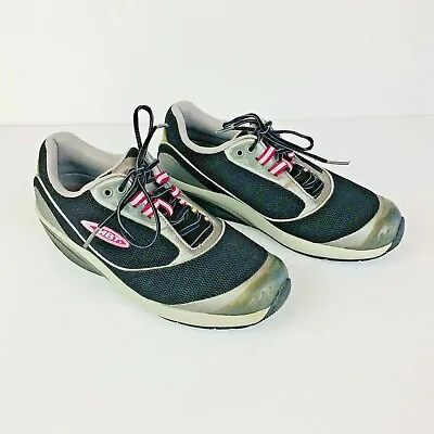 MBT Rocker Shoes 7.5 Black Silver Kimondo MBT 400212-03 Lace Up Walking Women • $24.24