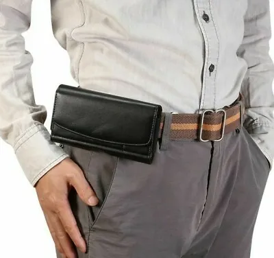 Men Adsorption Universal Pouch Leather Case Plain Belt Clip Holster Card Holder • £27.60