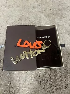 LOUIS VUITTON M65765 Bijoux Sac-Graffiti Bag Bag Charm Key Holder Orange/Gold LV • $200