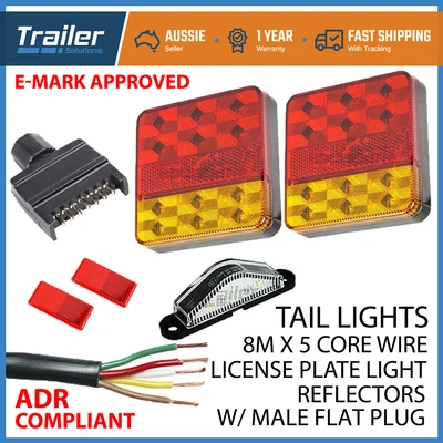 $43.95 • Buy 12 Led Trailer Light Kit,license Plate Light, 5 Core Cable Reflector Light Plug