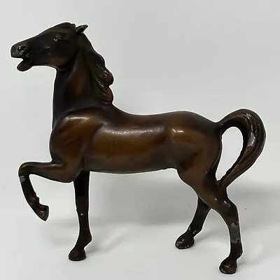 Vintage NUART Cast Metal Horse Statue Figurine Small Heavy Painted Brown • $22.99