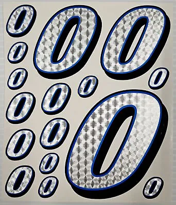 Racing Numbers 0 Decal Sticker Silver Engine Turn Blue Black 1/8 1/10 RC S10 • $9.99