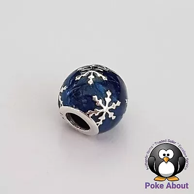 Genuine Pandora Silver Wintry Delight Blue Enamel Snowflake Charm 796357EN63 • $39