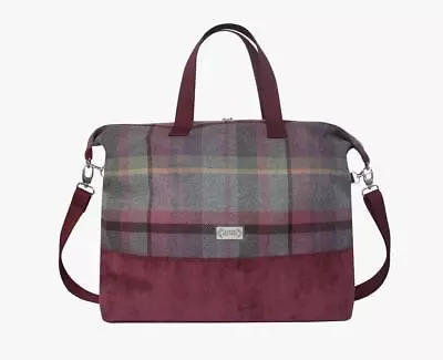 Earth Squared Tweed Weekend Bag/Cabin Bag - Gullane-Burgandy/Plum - 57x40x18cms • £62.50