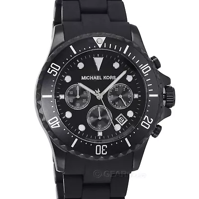 Michael Kors Mens Everest Chronograph Diver Watch Black Dial Silicone Wrap Band • $109.32