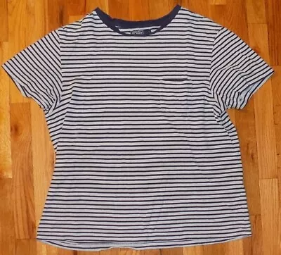 Men's Polo Ralph Lauren Short Sleeve Crew Neck T-shirt White Blue Stripe Large • $0.99