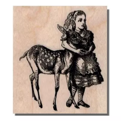 Rubber Stamp ALICE IN WONDERLAND Alice & Deer Mad Hatter Tea Party Character • $9.69