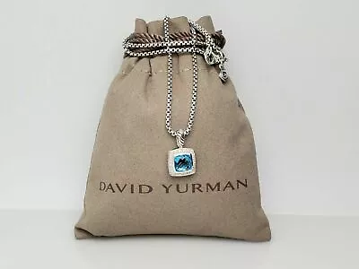 David Yurman Petite Albion Pendant Necklace With Blue Topaz And Diamonds 17  • $329