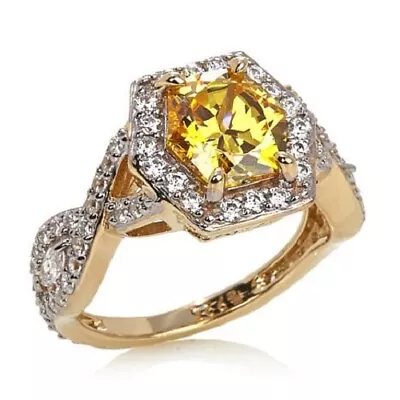 Victoria Wieck 4.49ct Absolute  Canary & Clear Octagon Ring Size 7 • £67.49