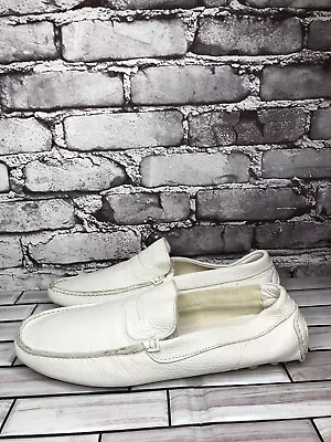 Baldinini White Leather Casual Penny Loafers Driving Shoes Men’s Sz 42EU/9M US • $146.99