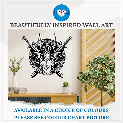 Odin Wall Art Vinyl Decal Sticker Norse Valhalla Viking Celtic Wodan Raven Pagan • £15.95