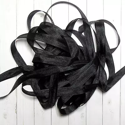Vintage Seam Binding Ribbon Black 5 Yds Woven Edge Rayon Sewing Crafts Jewelry • $1.99