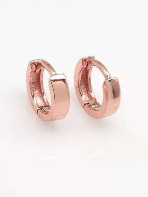 Small Plain Huggie Hoop Earrings 925 Sterling Silver Tiny 9.8x2.2mm Rose Gold • $17.95