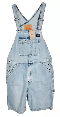 LEVIS 10  OVERALLS SHORTS Mens Large LIGHT WASH 90S Y2K Blue Denim (1223) • $49.99