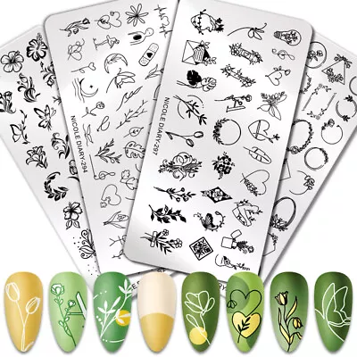 NICOLE DIARY Nail Stamping Plates Stainless Steel Flower Ring Nail Stamp Stencil • $1.91