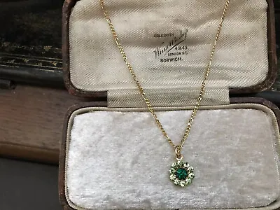 £18.90 • Buy Vintage Jewellery Peridot & Emerald Green Crystal Drop Gold Pendant Necklace