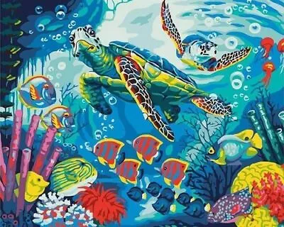 Paint By Numbers (Rolled) - SEA TURTLES - 40x50cm DIY Paint Kit - AU Stock • $37