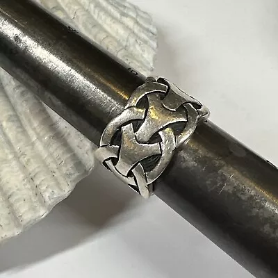 Vintage Sterling Silver Ring Celtic Knot Band Ring Silver • $10