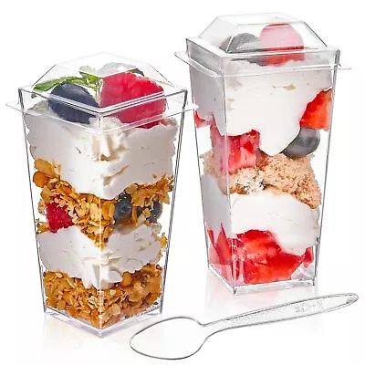 3 Oz Mini Dessert Cups With Lids And Spoons 50 Pack Plastic Parfait Cups Des... • $27.26