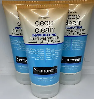 3x Neutrogena Deep Clean Invigorating 2in1 Wash & Mask 150ml • $21.06