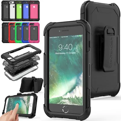 IPhone 8 Plus 7 Plus Tough Rugged HEAVY DUTY Shock Case + Belt Clip & Stand • £8.95