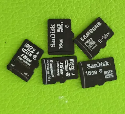 Lot Of 5 16Gb  Micro SD Cards - Mixed Brands Sandisk Samsung Adata  - Phone • $14.99