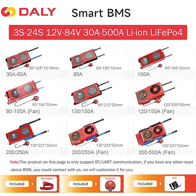 Daly 3S-24S 30A-500A LiFePo4 Li-ion Smart BMS With Balance & Bluetooth Module • $495.99