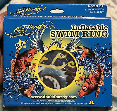 Ed Hardy 24” Inflatable Coral Swim Ring Blue New Sealed Rare Htf Pool Fish • $101.15