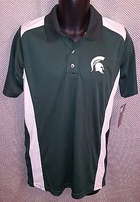 Michigan State Spartans Green & White Polyester Golf Polo Shirt NWT - Mens Small • $24.99