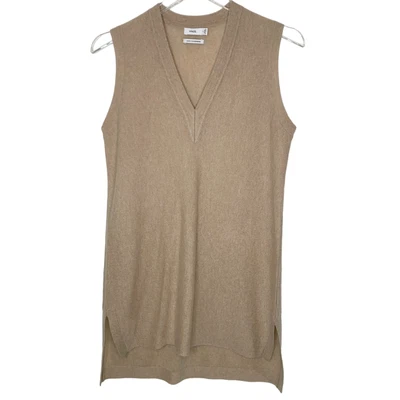 $60 • Buy Vince S Womens Tan V Neck Sleeveless Cashmere Sweater Classic