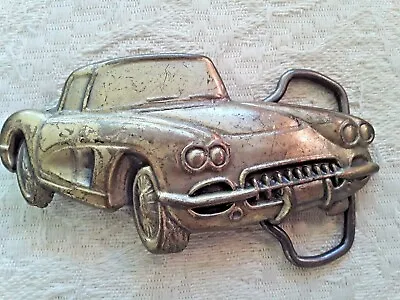 Great Brass Metal Belt Buckle Vintage Sports Car Muscle Car 3.75 X 1.75 In • $23
