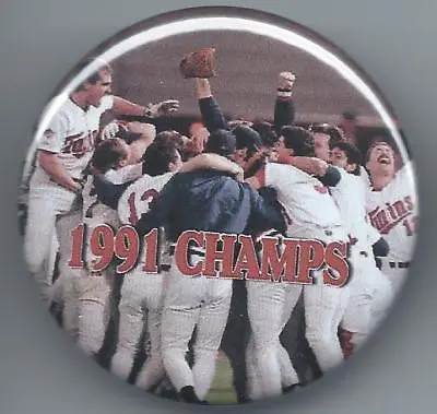 1991 Minnesota Twins Button - World Series Champions - Kirby Puckett Photo Pin • $3.75