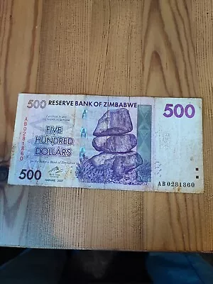 Zimbabwe 500 Dollars Banknote - Heavily Circulated • £1.99