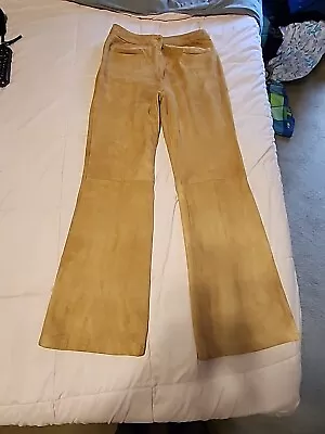 Vintage 70's Camel Color Suede Pants Size 12 Flared Bell Bottoms • £38.51