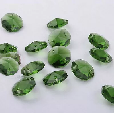 £1.92 • Buy 20pcs 14mm Dark Green Crystal Octagonal Bead Decoration Crystal Chandelier Part