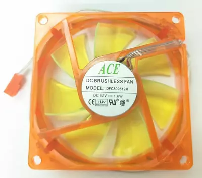 Ace 80mm X 25mm Computer Case UV Green / Orange 3-Fan With 4 LEDs • $5.99