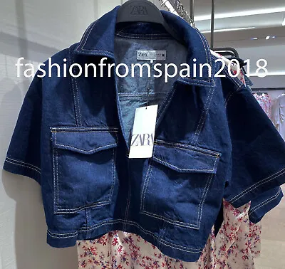 Zara New Woman Z1975 Denim Cropped Shirt Blue Xs-xxl 6164/070 • $39.88