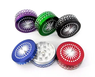 Metal 2 Part Diamond Cut Aluminium Hand Herb Spice Grinder Assorted Color • £4.29